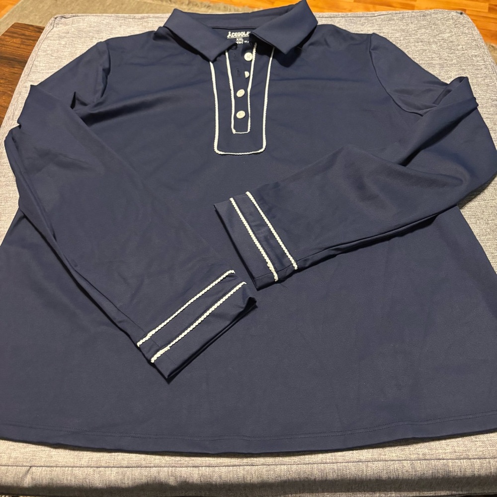 Acegolfs More Than Basic Long Sleeve Polo Top UPF50+, XXL - Picture 2 of 9